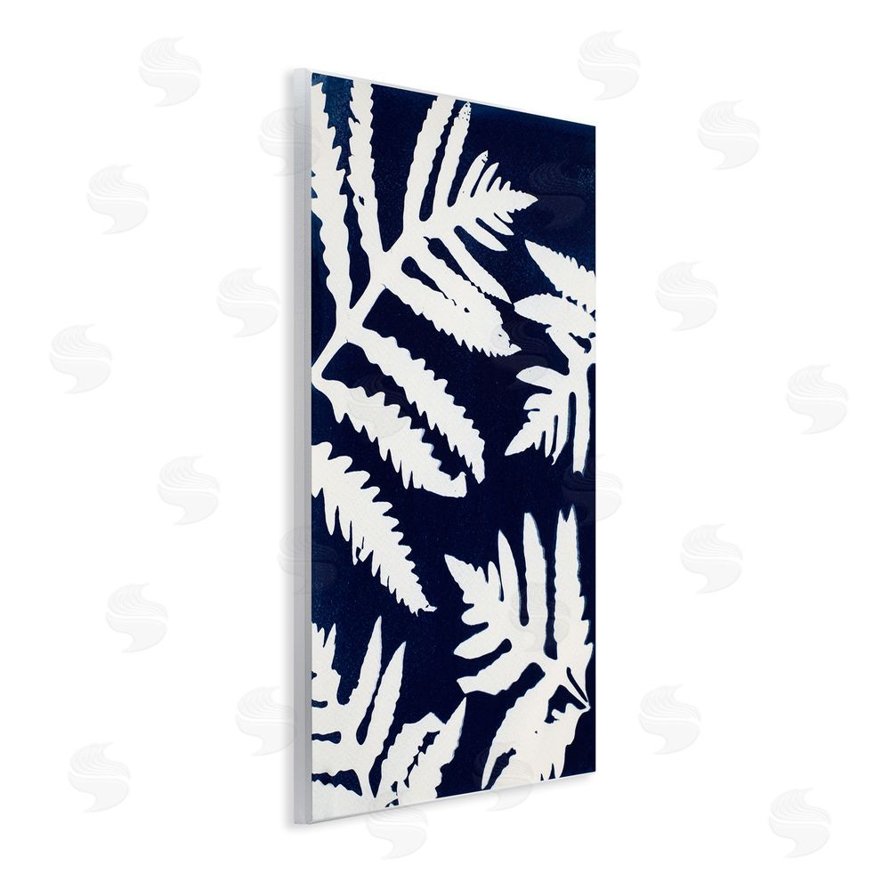 Lynn Byrd White Ferns on Indigo Wall Plaque Art Print