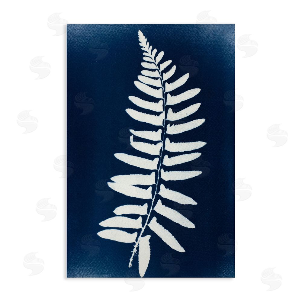 Lynn Byrd Fern Leaf on Indigo Stretched Canvas Wall Art