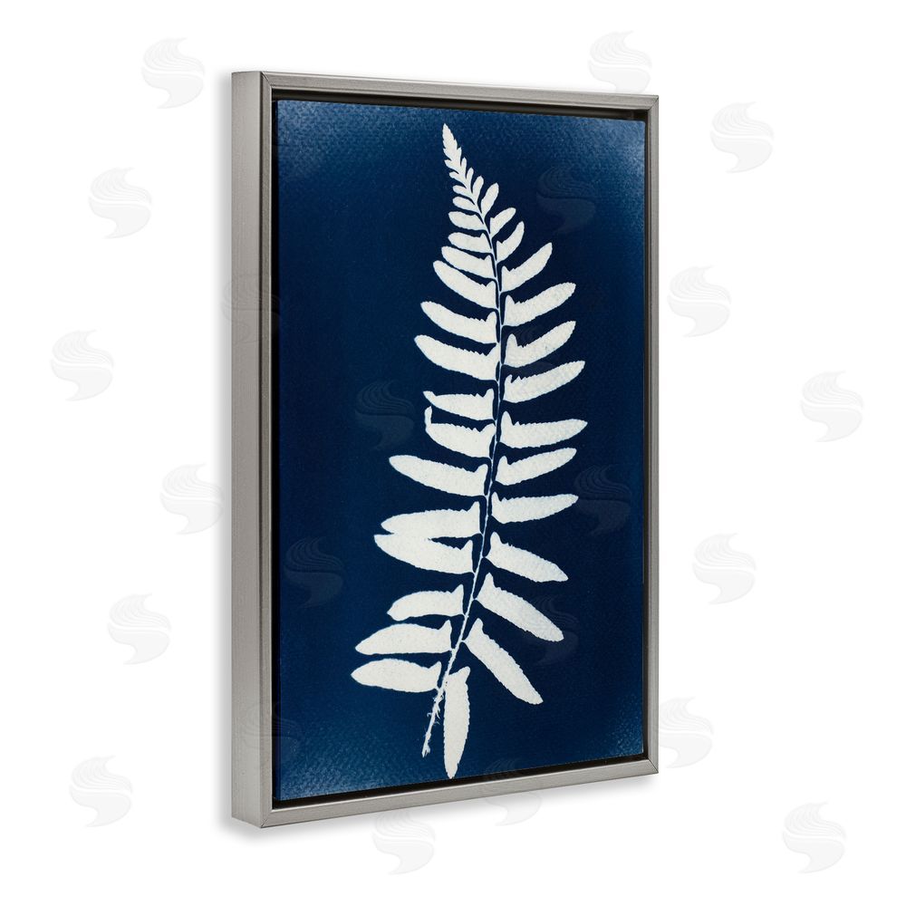 Lynn Byrd Fern Leaf on Indigo Gray Floating Frame Canvas Wall Art