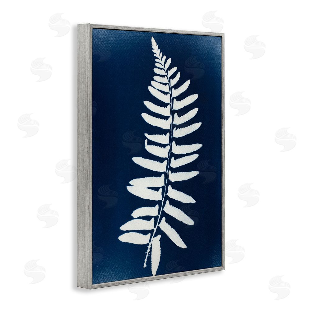 Lynn Byrd Fern Leaf on Indigo Gray Framed Giclee Wall Art Print