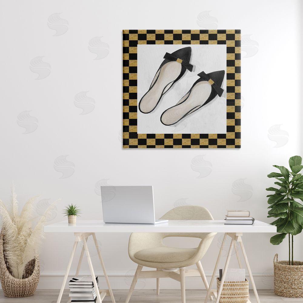 Lorenzo Collective Sleek Black Sliders Stretched Canvas Wall Art in Room