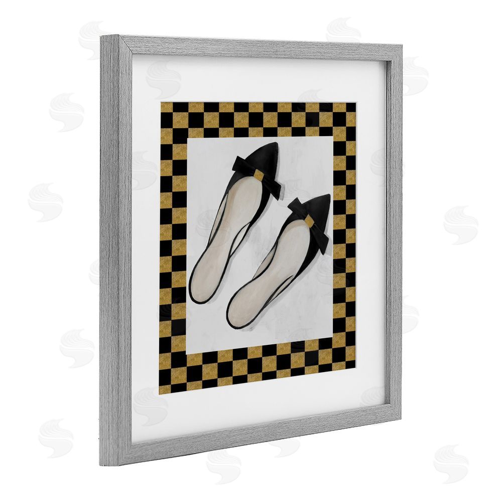 Lorenzo Collective Sleek Black Sliders Gray Framed Print Under Glass Wall Art