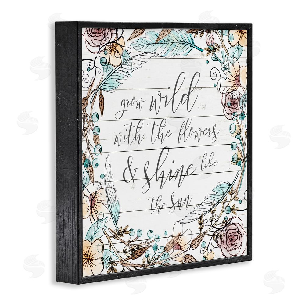 Sundance Graphics Grow Wild With Flowers Black Framed Giclee Wall Art Print