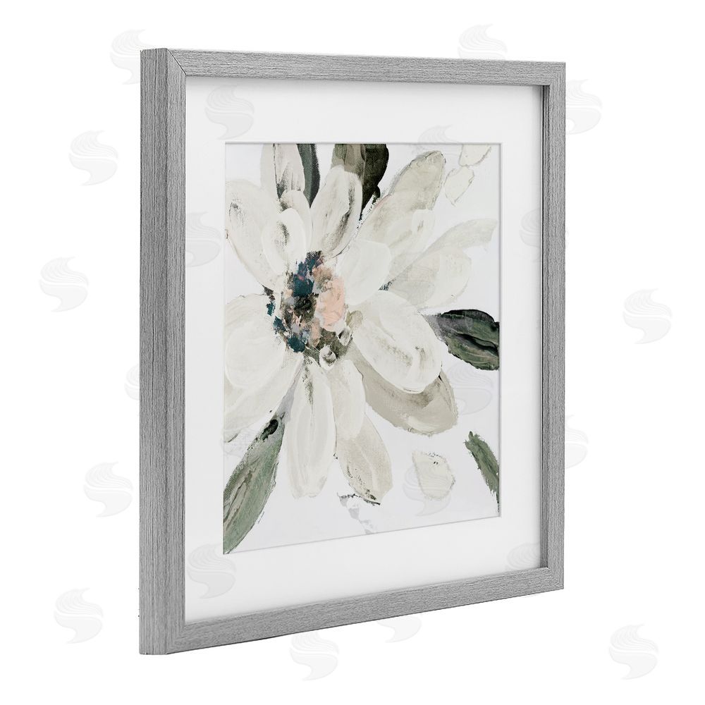 Sundance Graphics Naturally Blooming White Flower Gray Framed Print Under Glass Wall Art