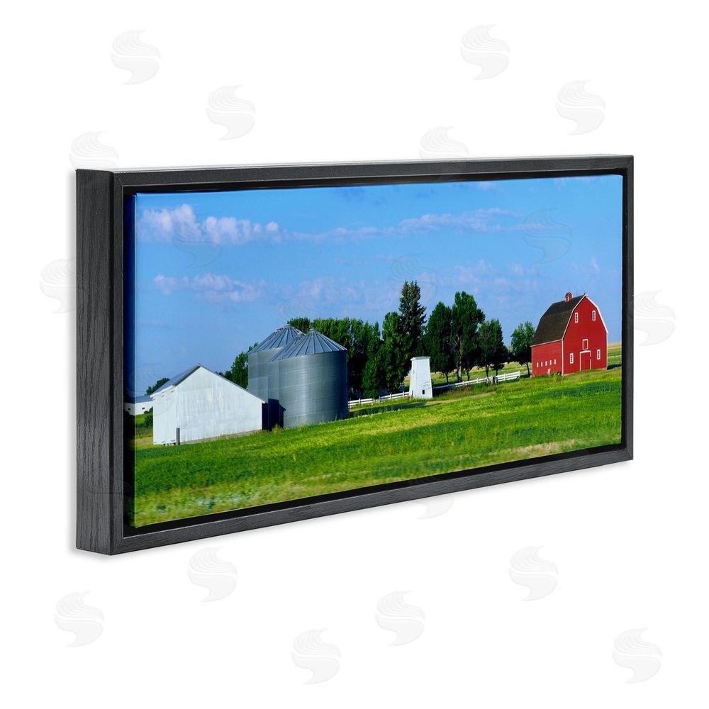 Sundance Graphics Barn with Silo Black Floating Frame Canvas Wall Art Print