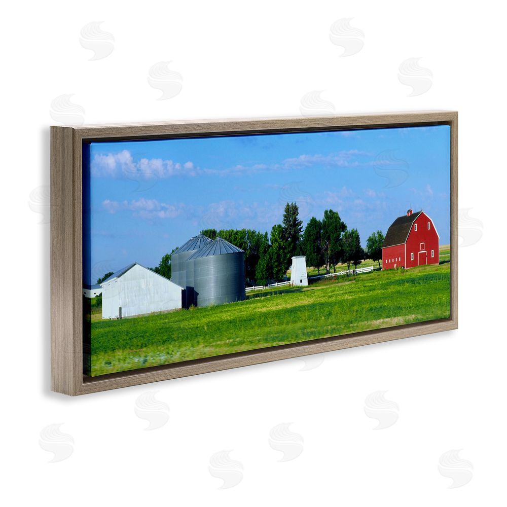 Sundance Graphics Barn with Silo Brown Floating Frame Canvas Wall Art Print