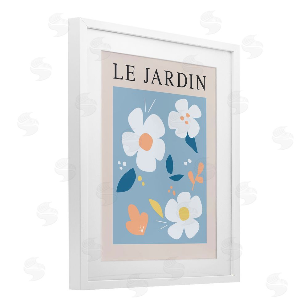 Sundance Graphics Bouncing Floral Le Jardin White Framed Print Under Glass Wall Art
