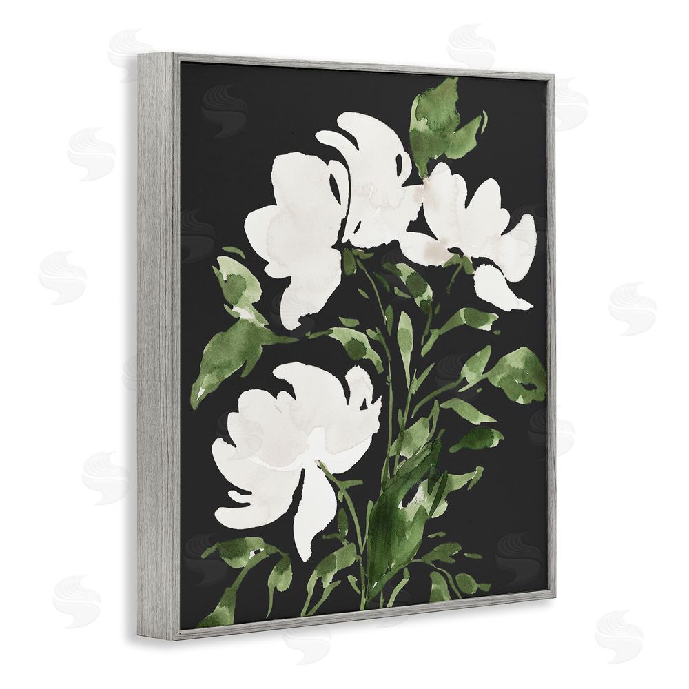 Lucille Price White Over Black Floral Gray Framed Giclee Wall Art Print