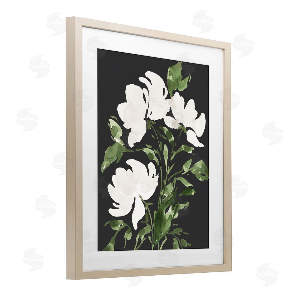 Lucille Price White Over Black Floral Brown Framed Print Under Glass Wall Art
