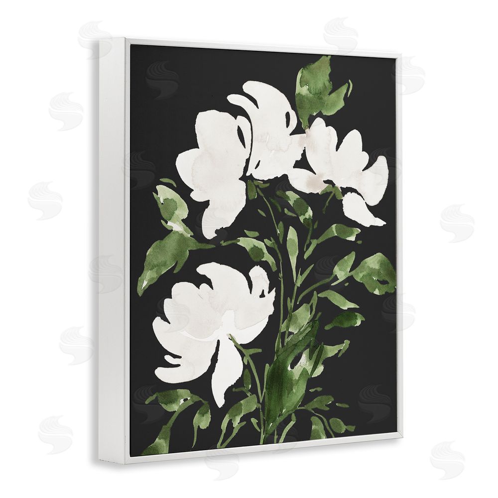 Lucille Price White Over Black Floral White Framed Giclee Wall Art Print
