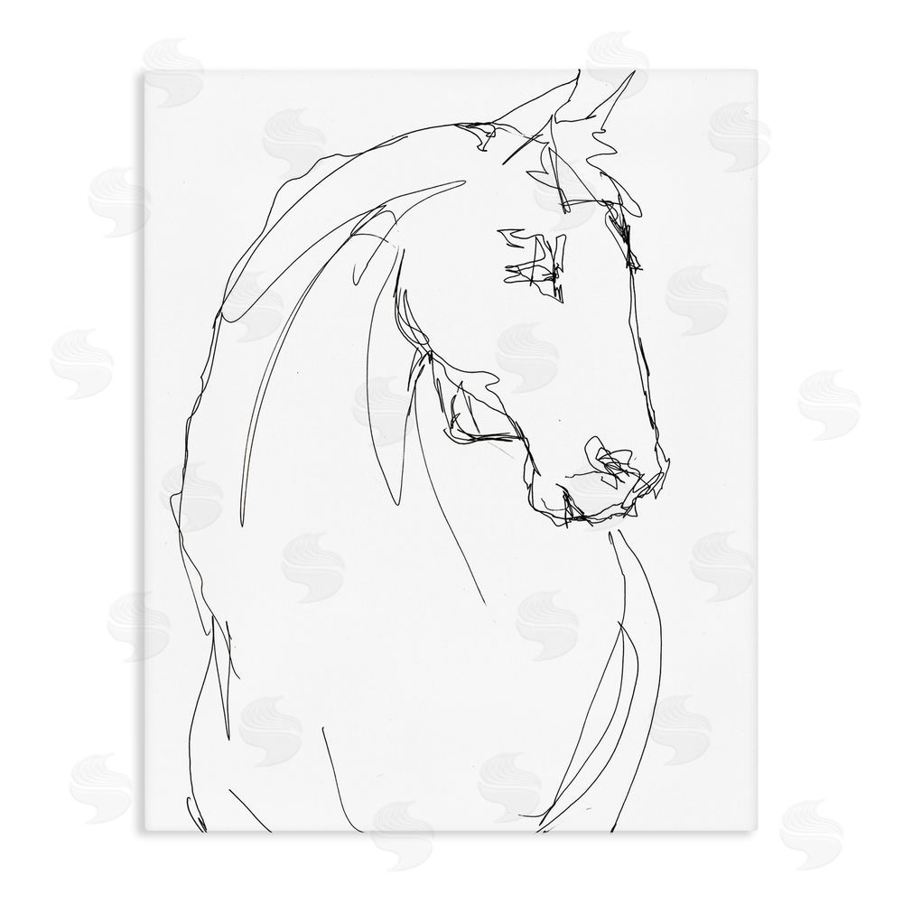 Lorenzo Collective Sketched Horse Contour Stretched Canvas Wall Art Print