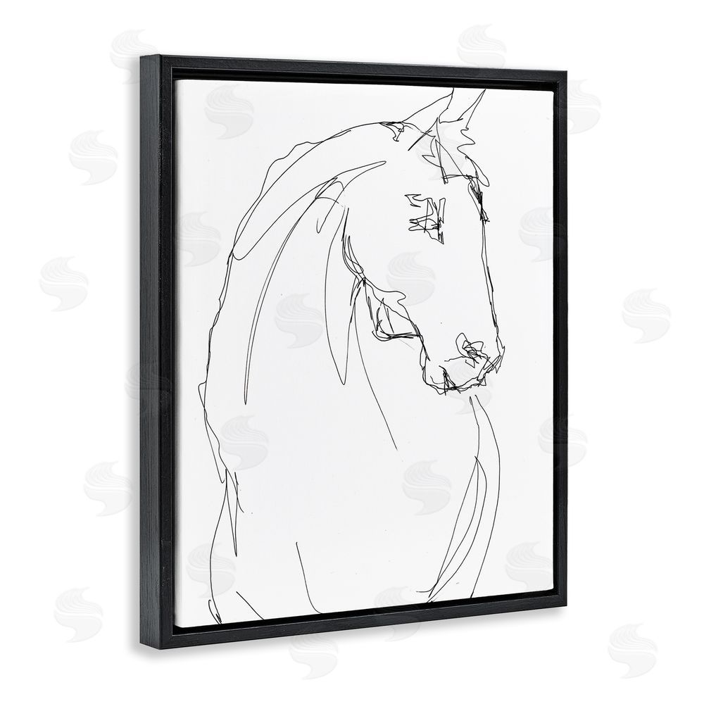 Lorenzo Collective Sketched Horse Contour Black Floating Frame Canvas Wall Art Print