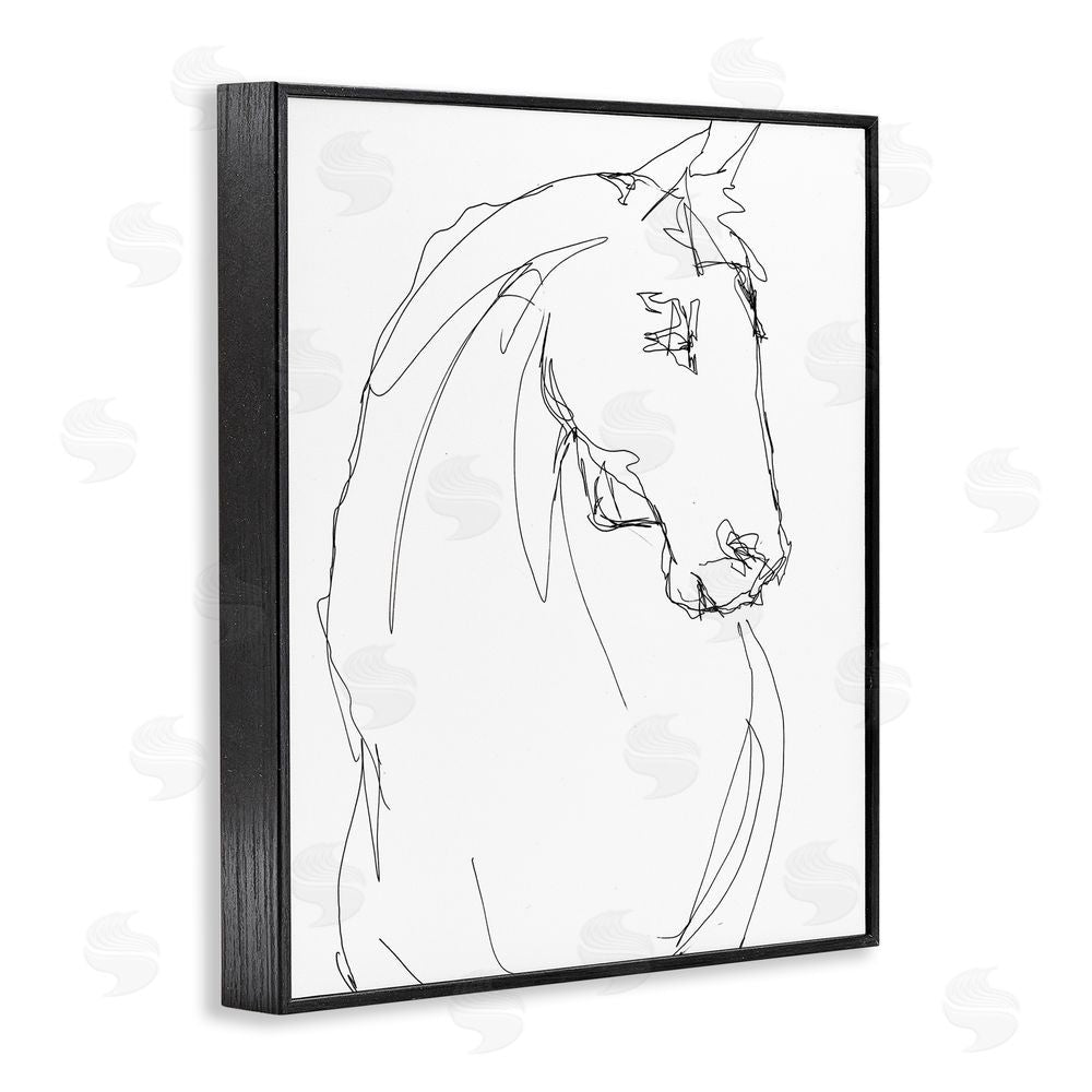 Lorenzo Collective Sketched Horse Contour Black Framed Giclee Wall Art Print