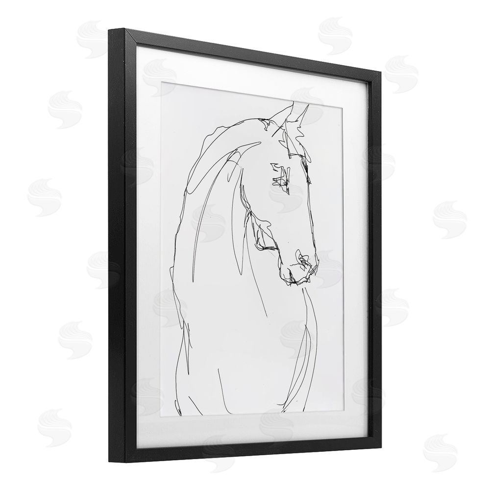 Lorenzo Collective Sketched Horse Contour Black Framed Print Under Glass Wall Art