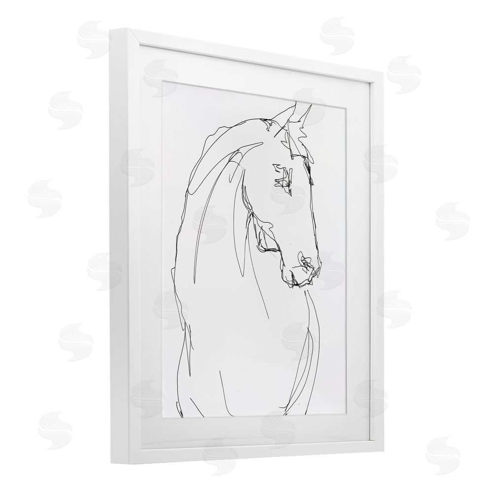 Lorenzo Collective Sketched Horse Contour White Framed Print Under Glass Wall Art