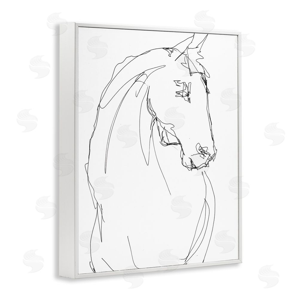 Lorenzo Collective Sketched Horse Contour White Framed Giclee Wall Art Print