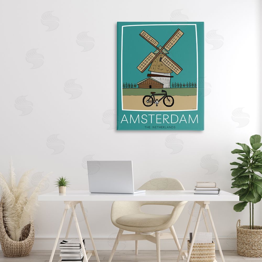 Sundance Graphics Amsterdam Windmill Poster Canvas Wall Art Print in Room