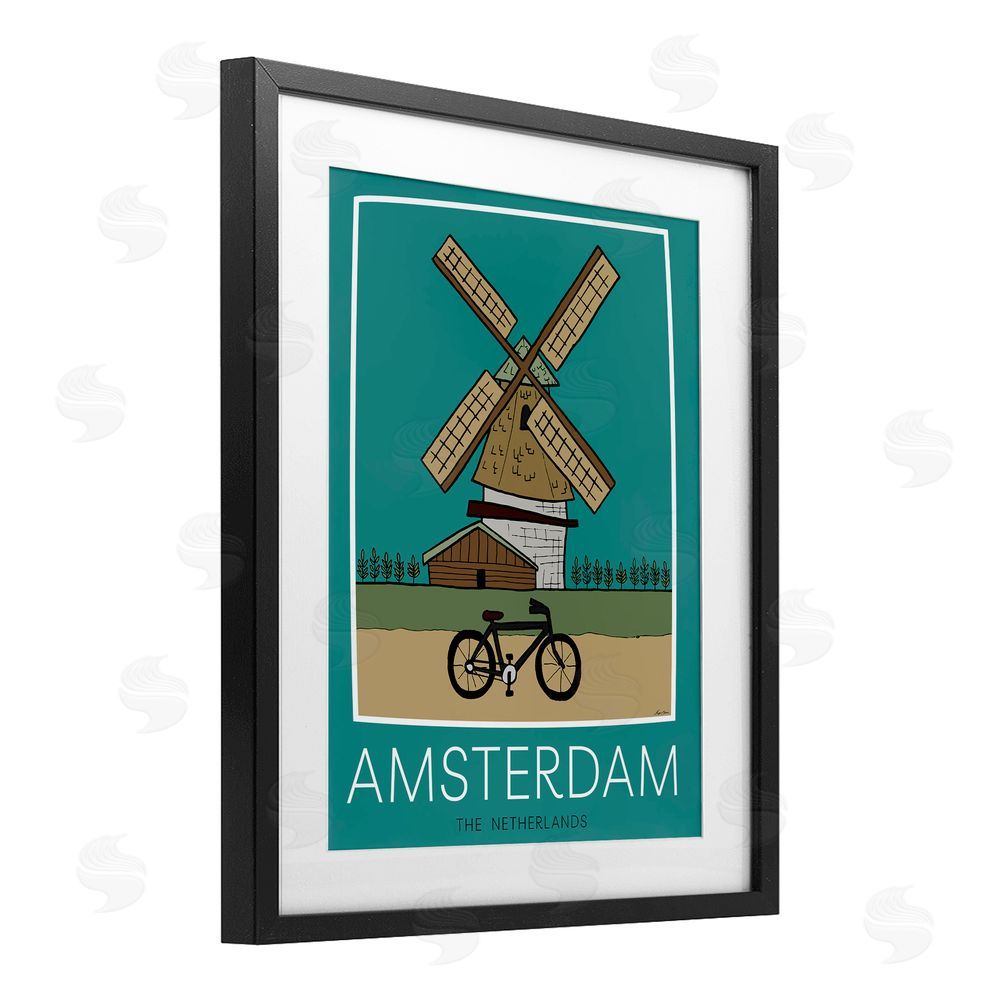 Sundance Graphics Amsterdam Windmill Poster Black Framed Print Under Glass Wall Art