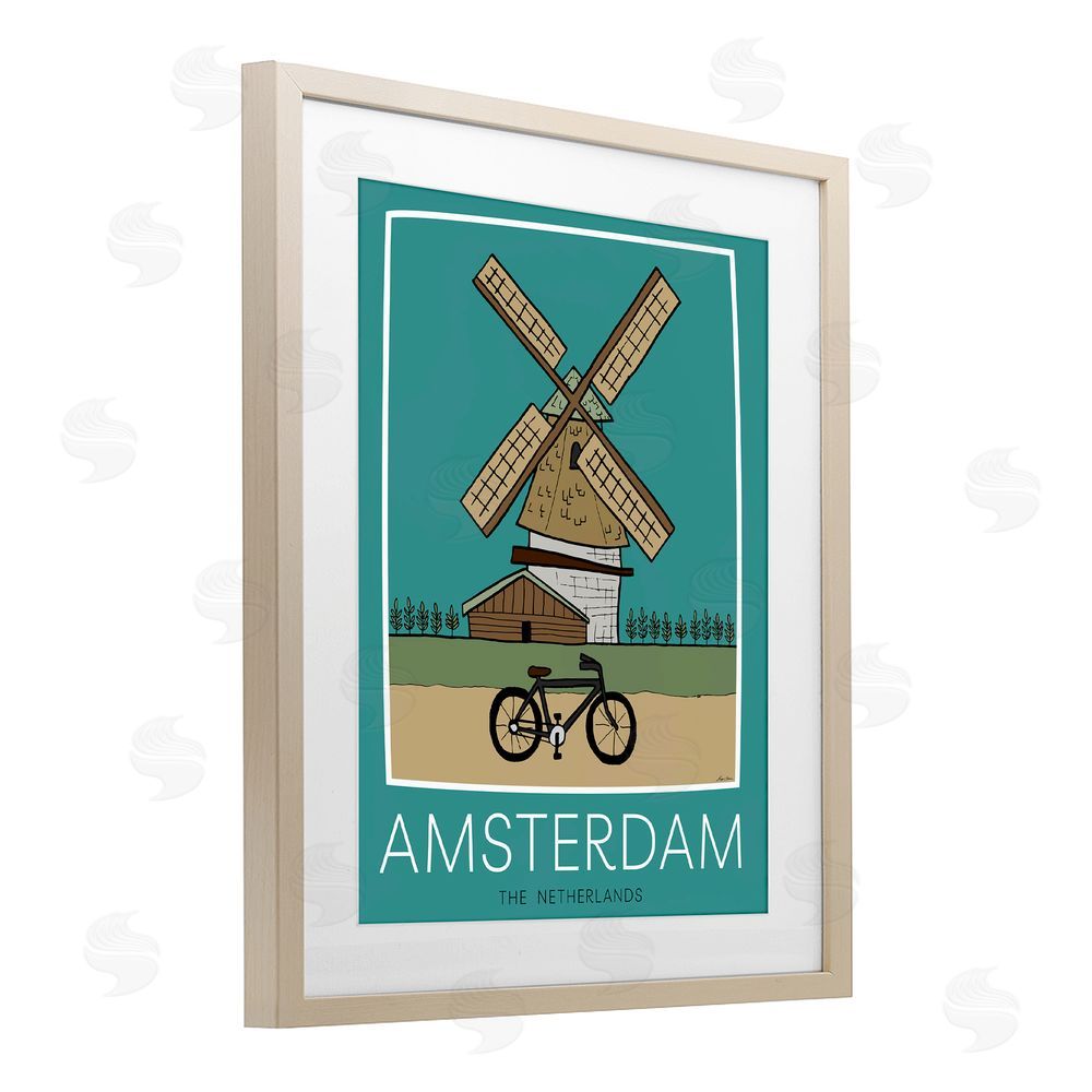 Sundance Graphics Amsterdam Windmill Poster Birch Framed Print Under Glass Wall Art
