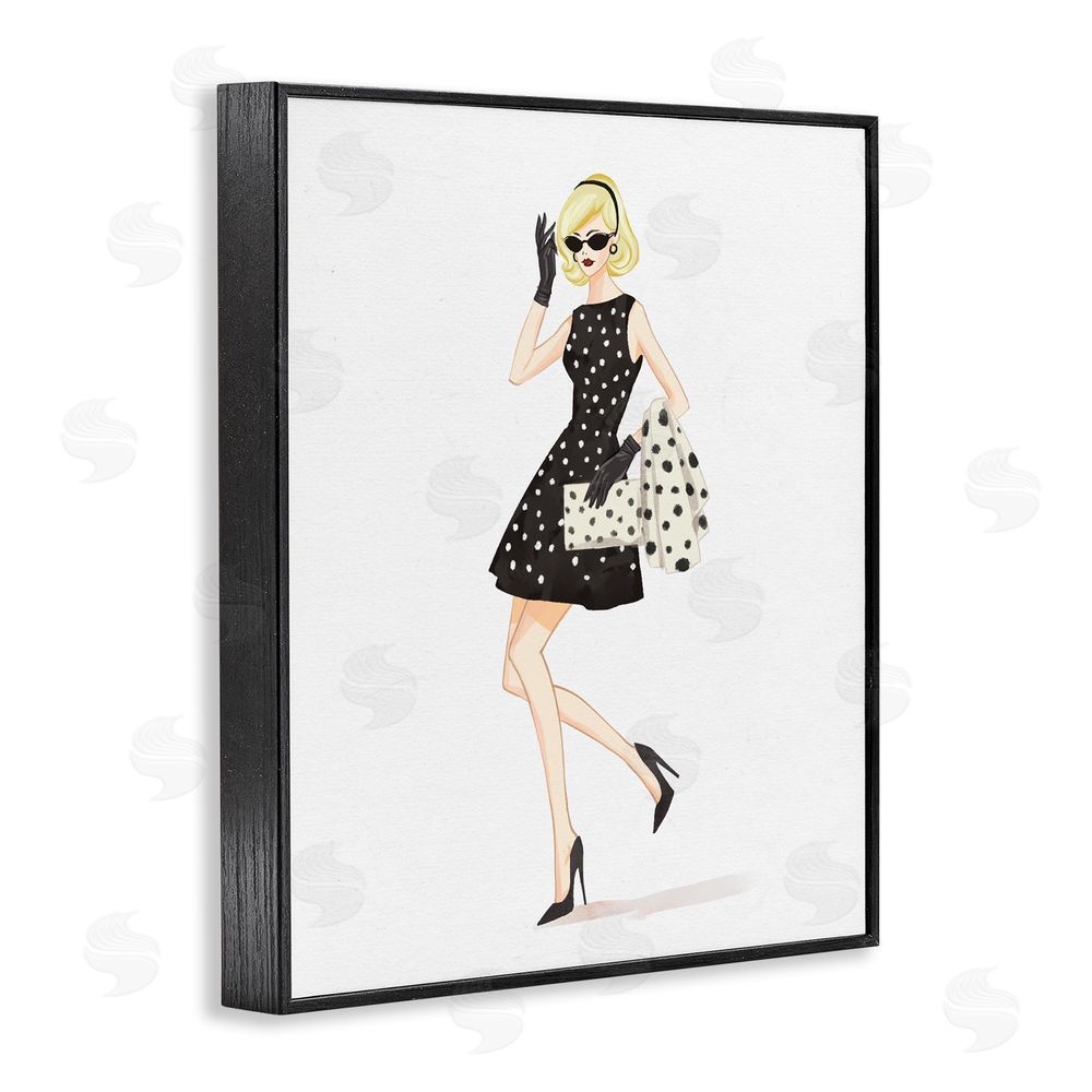 Ziwei Li Retro Trend Polka Dots Black Framed Giclee Wall Art Print