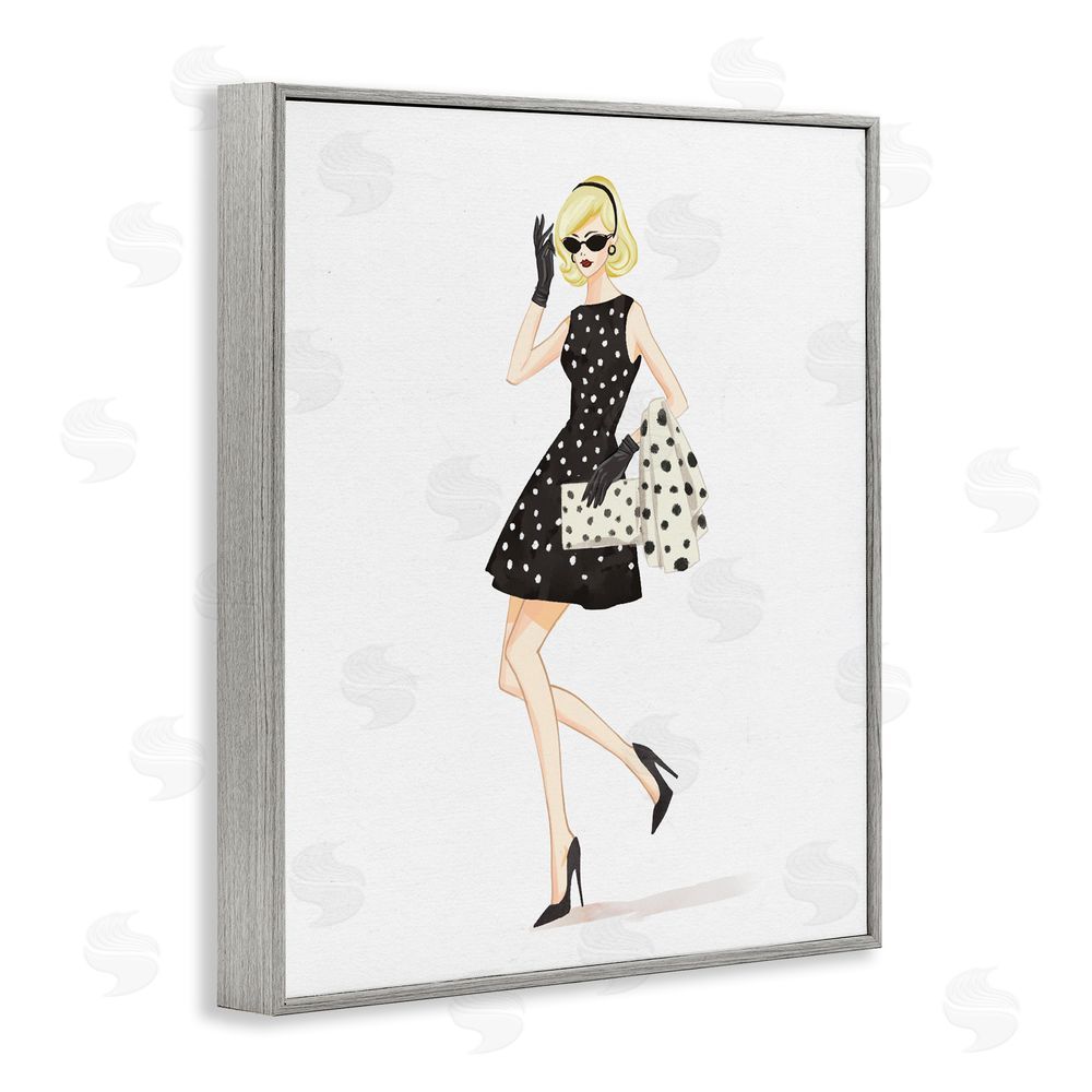 Ziwei Li Retro Trend Polka Dots Gray Framed Giclee Wall Art Print
