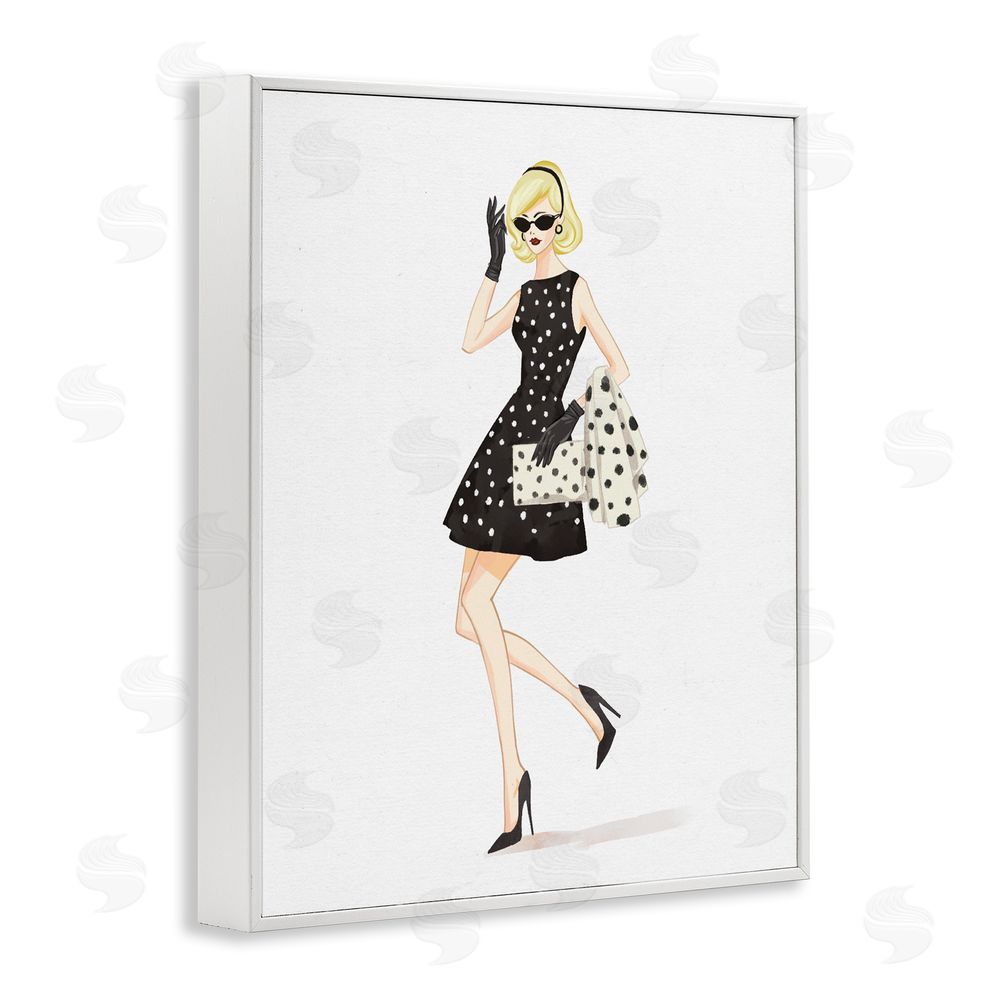 Ziwei Li Retro Trend Polka Dots White Framed Giclee Wall Art Print
