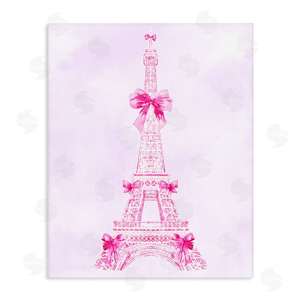 Ziwei Li Ribbon Bedecked Eiffel Tower Stretched Canvas Wall Art Print