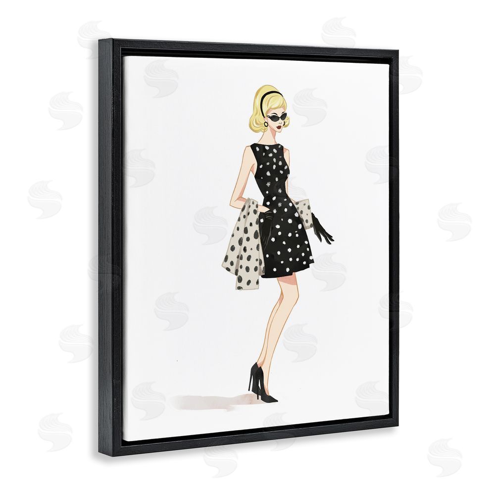 Ziwei Li Feminine Retro Fashion Black Floating Frame Canvas Wall Art