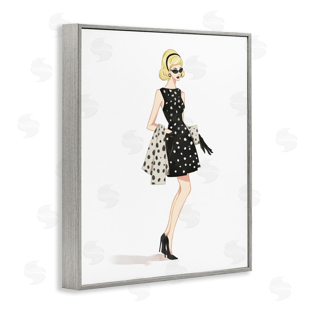 Ziwei Li Feminine Retro Fashion Gray Framed Giclee Wall Art Print