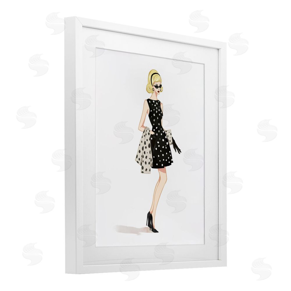 Ziwei Li Feminine Retro Fashion White Framed Print Under Glass with Mat Wall Art