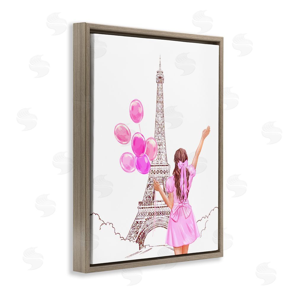 Ziwei Li Chic Paris Celebration Brown Floating Frame Canvas Wall Art Print
