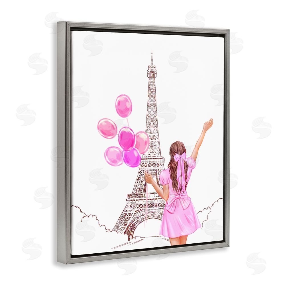 Ziwei Li Chic Paris Celebration Gray Floating Frame Canvas Wall Art Print
