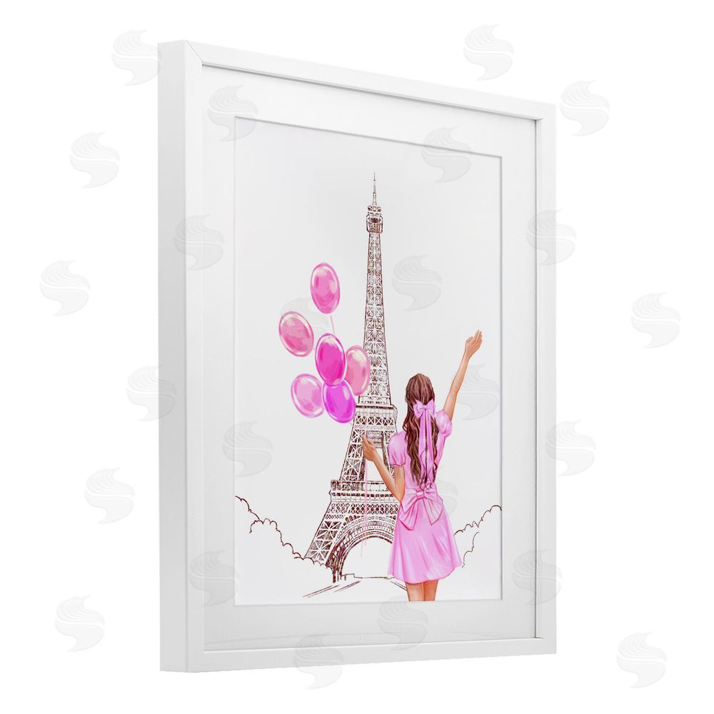 Ziwei Li Chic Paris Celebration White Framed Print Under Glass Wall Art