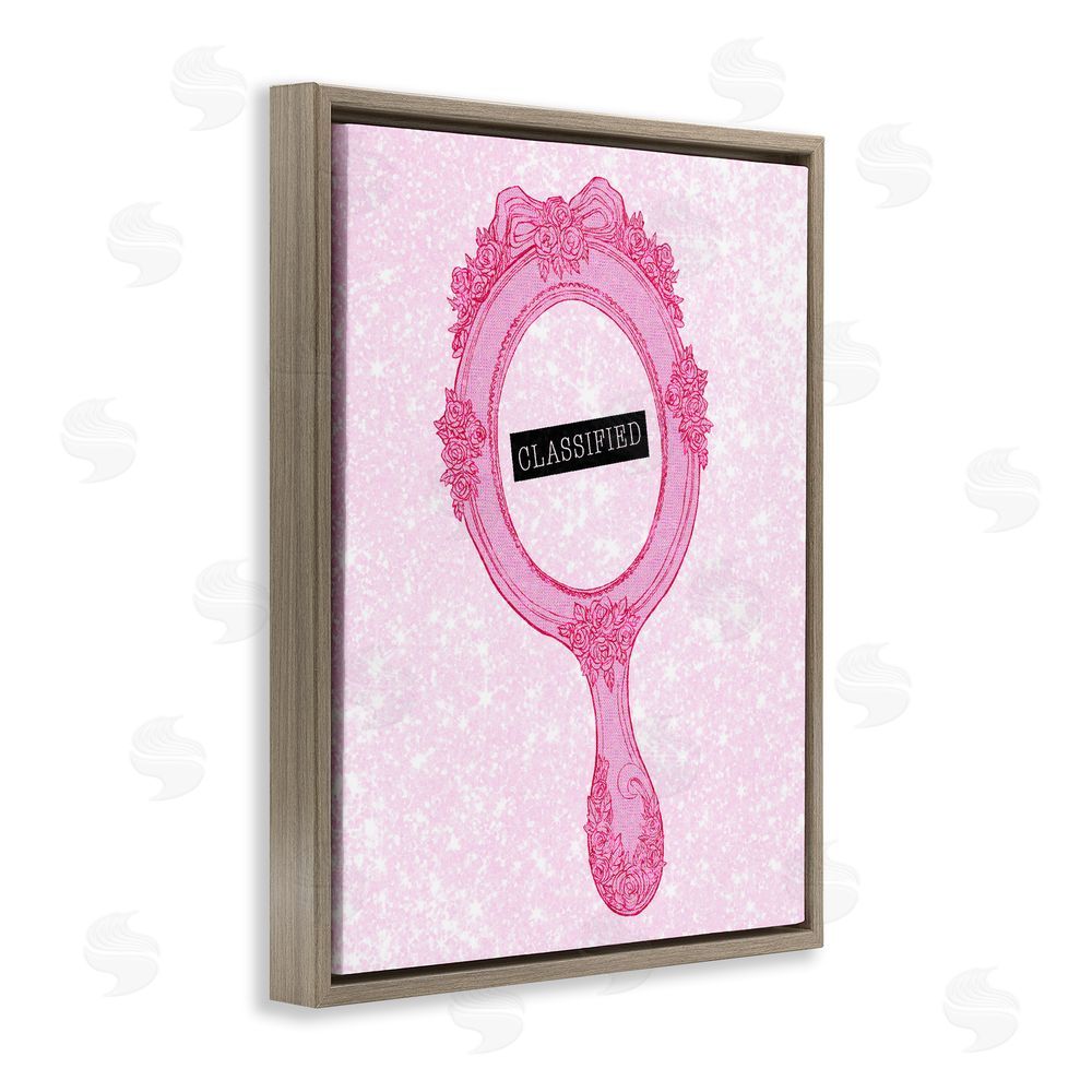 Ziwei Li Classified Ornate Pink Mirror Brown Floating Frame Canvas Wall Art Print