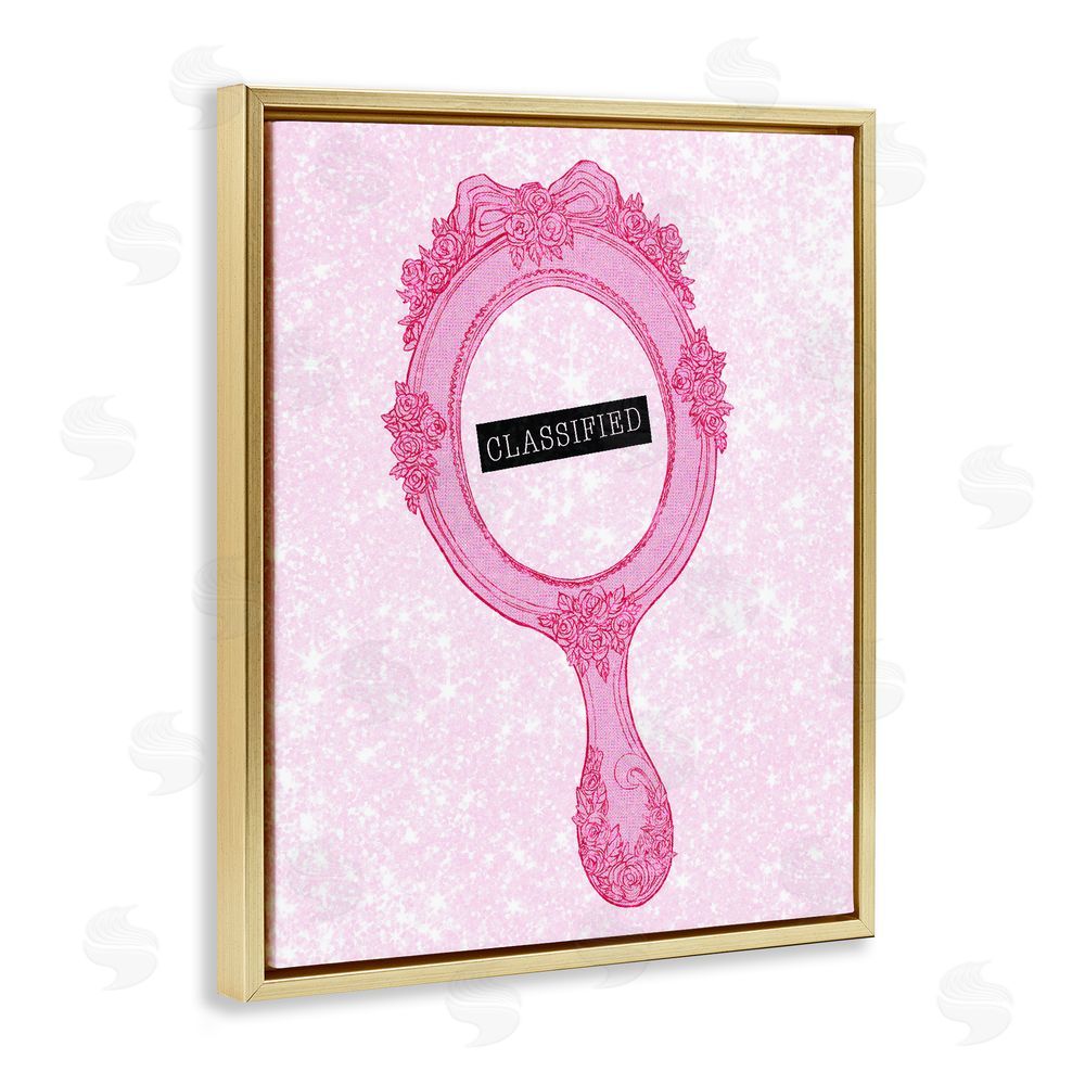 Ziwei Li Classified Ornate Pink Mirror Gold Floating Frame Canvas Wall Art Print