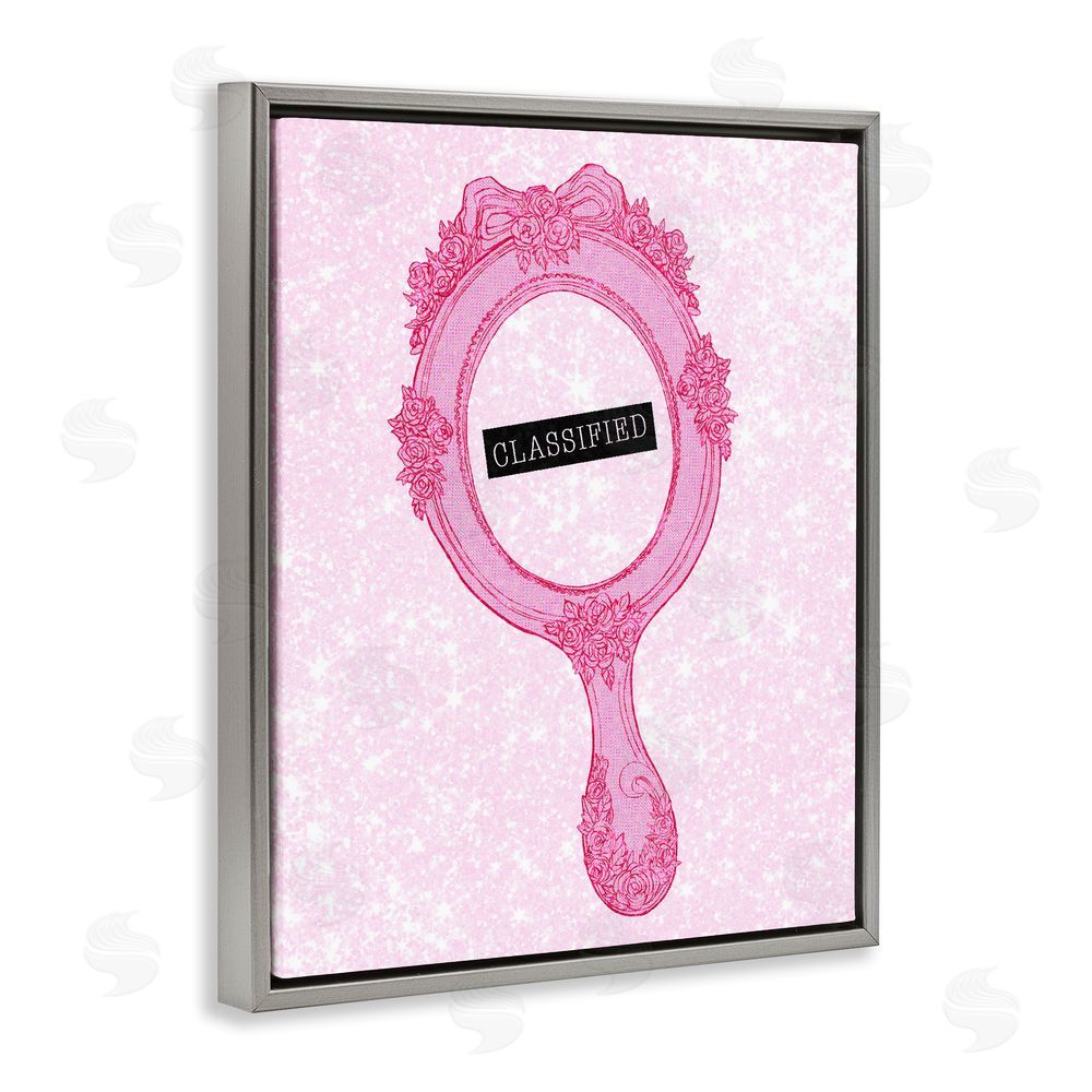 Ziwei Li Classified Ornate Pink Mirror Gray Floating Frame Canvas Wall Art Print
