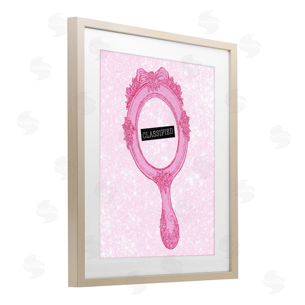 Ziwei Li Classified Ornate Pink Mirror Birch Framed Print Under Glass Wall Art