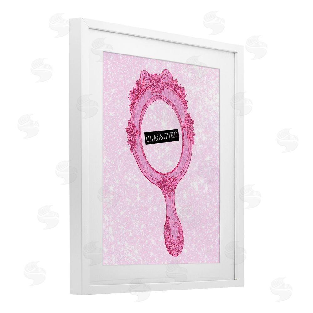 Ziwei Li Classified Ornate Pink Mirror White Framed Print Under Glass Wall Art