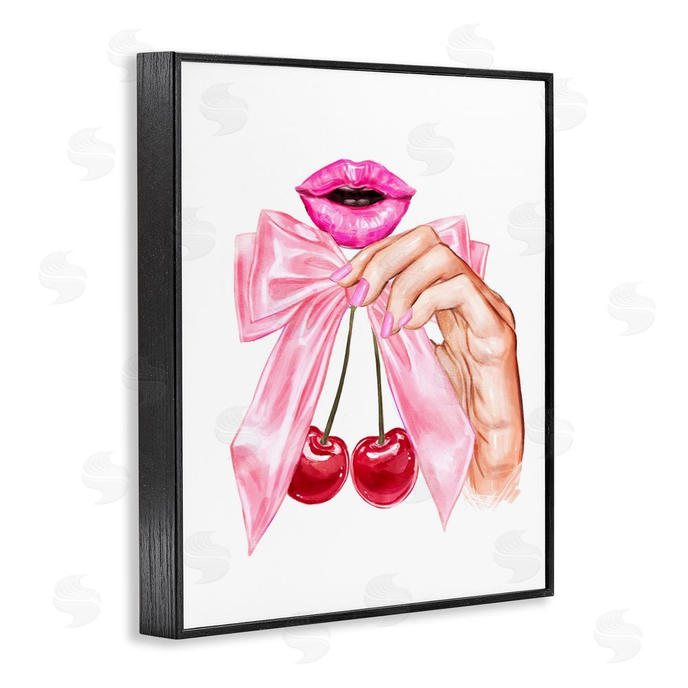 Ziwei Li Lips & Feminine Cherries Blacked Framed Giclee Wall Art Print