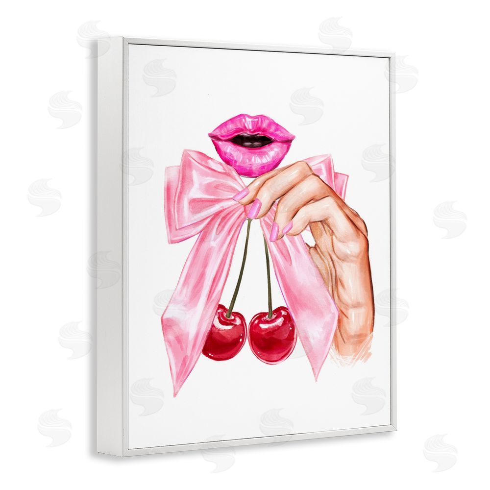 Ziwei Li Lips & Feminine Cherries White Framed Giclee Wall Art Print