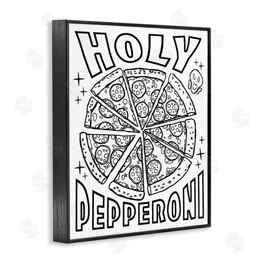 Ziwei Li Holy Pepperoni Pizza Black Framed Giclee Wall Art Print
