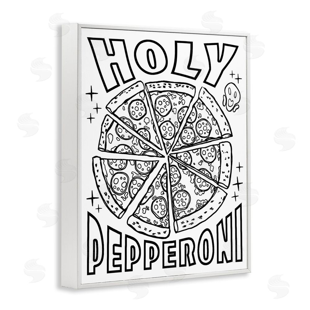 Ziwei Li Holy Pepperoni Pizza White Framed Giclee Wall Art Print
