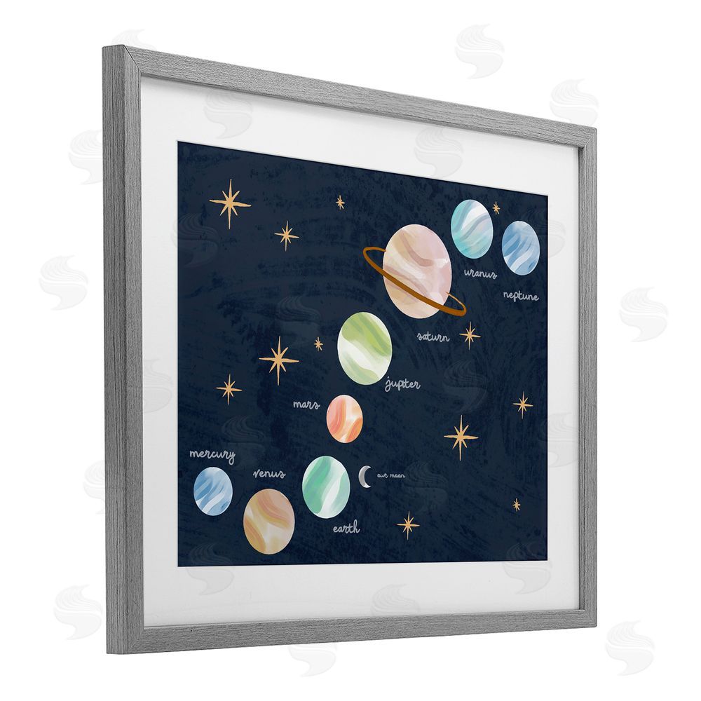 Lil' Rue Educational Space System Gray Framed Print Under Glass with Mat Wall Art