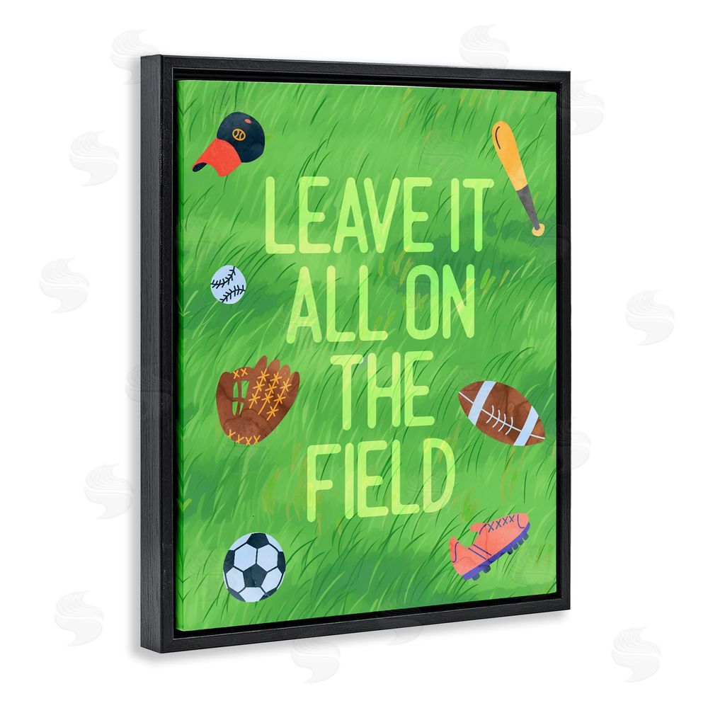Lil' Rue Leave It On The Field Black Floating Frame Canvas Wall Art