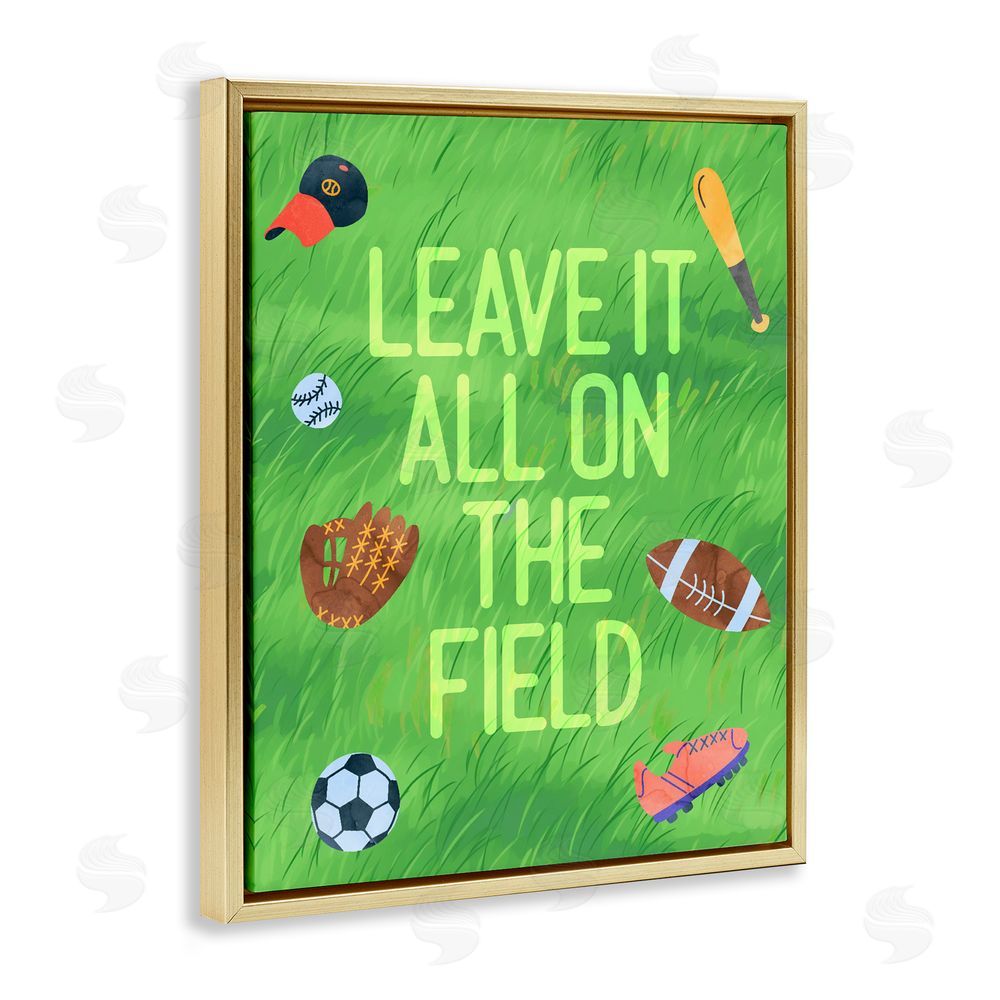 Lil' Rue Leave It On The Field Gold Floating Frame Canvas Wall Art