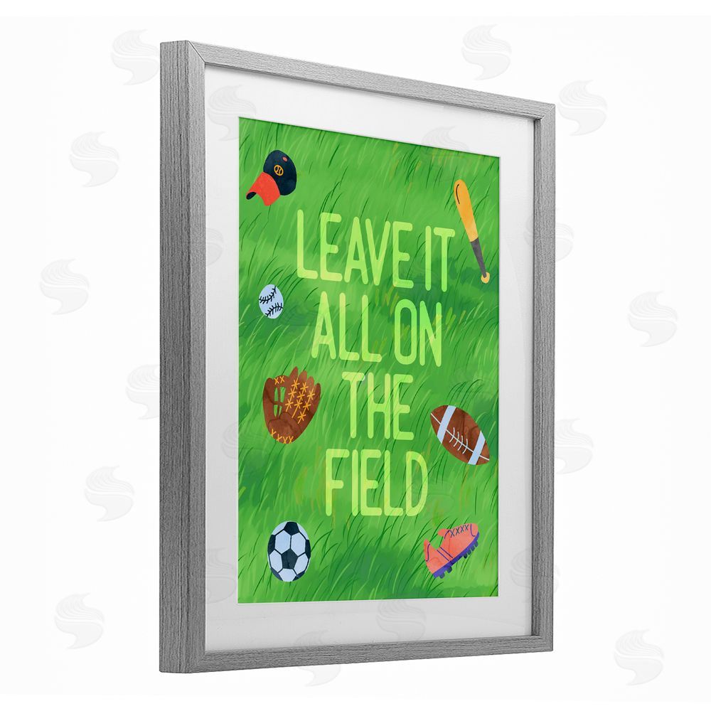 Lil' Rue Leave It On The Field Gray Framed Print Under Glass with Mat Wall Art