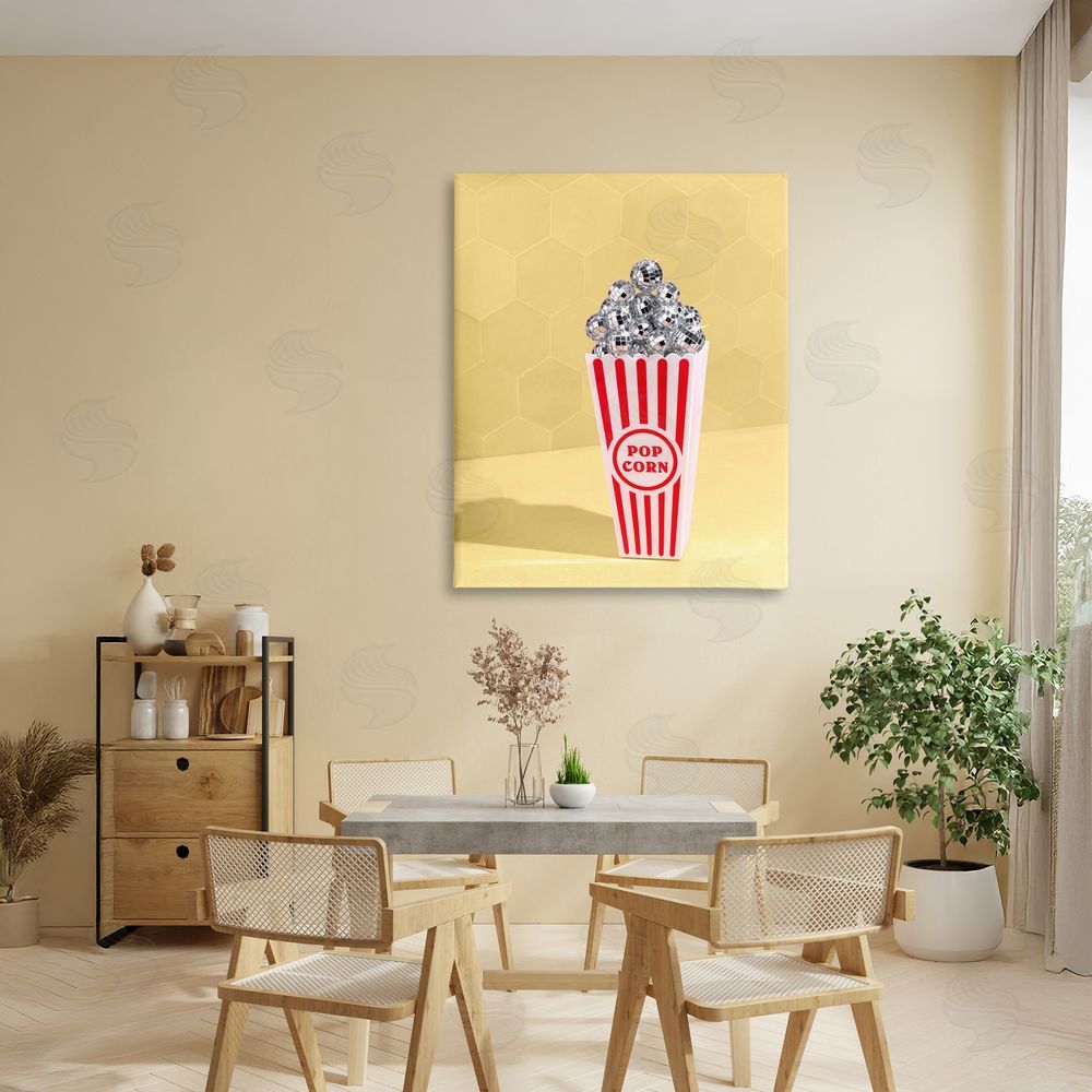 LISH Creative Disco Filled Popcorn Stretched Canvas Wall Art in Room