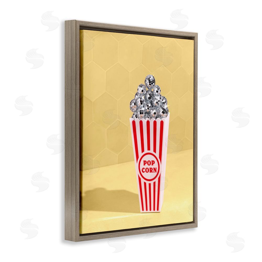 LISH Creative Disco Filled Popcorn Brown Floating Frame Canvas Wall Art Print