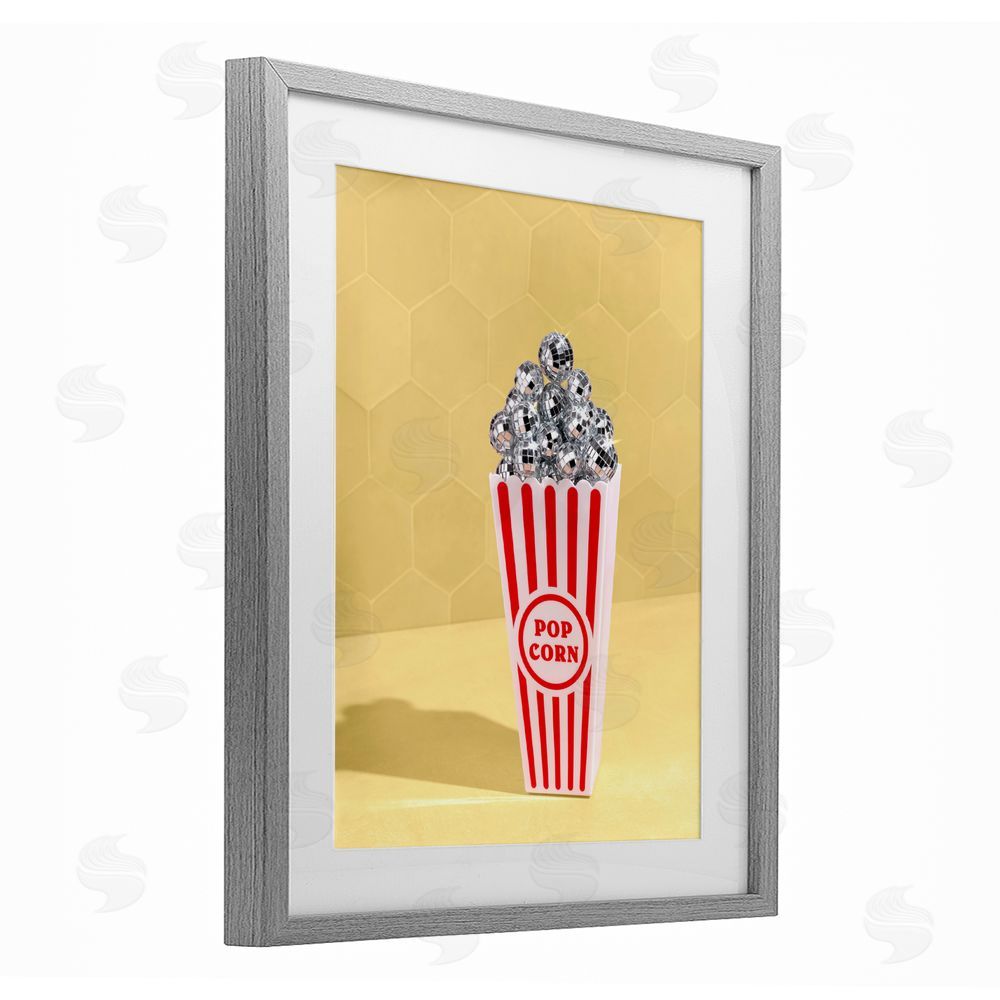 LISH Creative Disco Filled Popcorn Gray Framed Print Under Glass Wall Art
