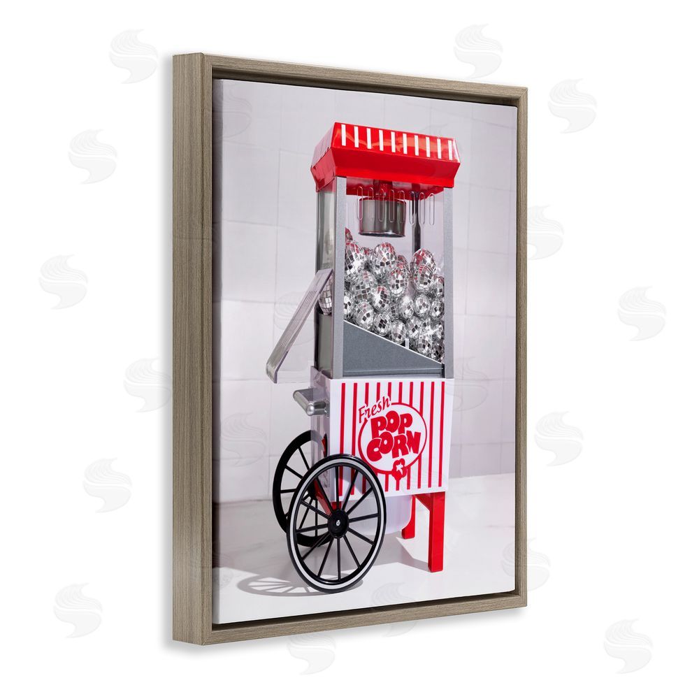 LISH Creative Fun Disco Popcorn Machine Brown Floating Framed Canvas Wall Art